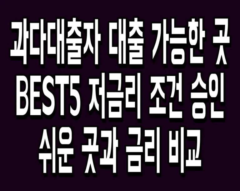 과다대출자 대출 가능한 곳 BEST5 저금리 조건 승인 쉬운 곳과 금리 비교