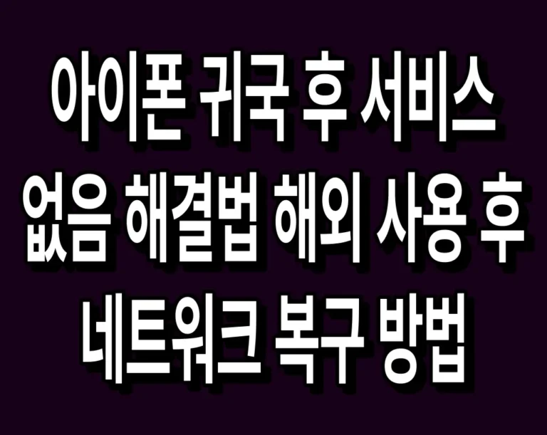 아이폰 귀국 후 서비스 없음 해결법 해외 사용 후 네트워크 복구 방법