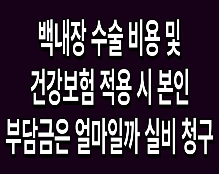 백내장 수술 비용 및 건강보험 적용 시 본인 부담금은 얼마일까 실비 청구