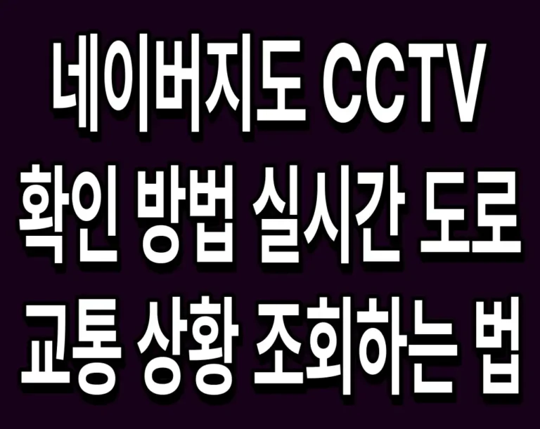 네이버지도 CCTV 확인 방법 실시간 도로 교통 상황 조회하는 법