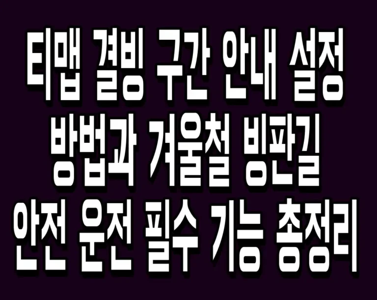 티맵 결빙 구간 안내 설정 방법과 겨울철 빙판길 안전 운전 필수 기능 총정리