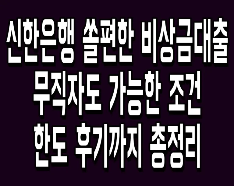 신한은행 쏠편한 비상금대출 무직자도 가능한 조건 한도 후기까지 총정리