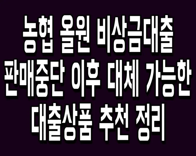 농협 올원 비상금대출 판매중단 이후 대체 가능한 대출상품 추천 정리