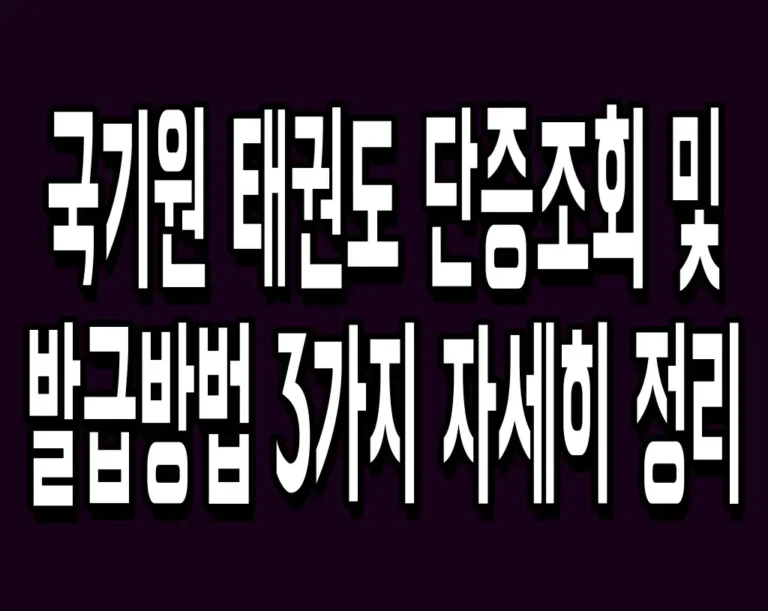 국기원 태권도 단증조회 및 발급방법 3가지 자세히 정리