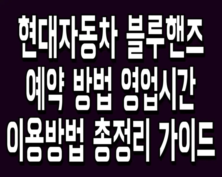 현대자동차 블루핸즈 예약 방법 영업시간 이용방법 총정리 가이드