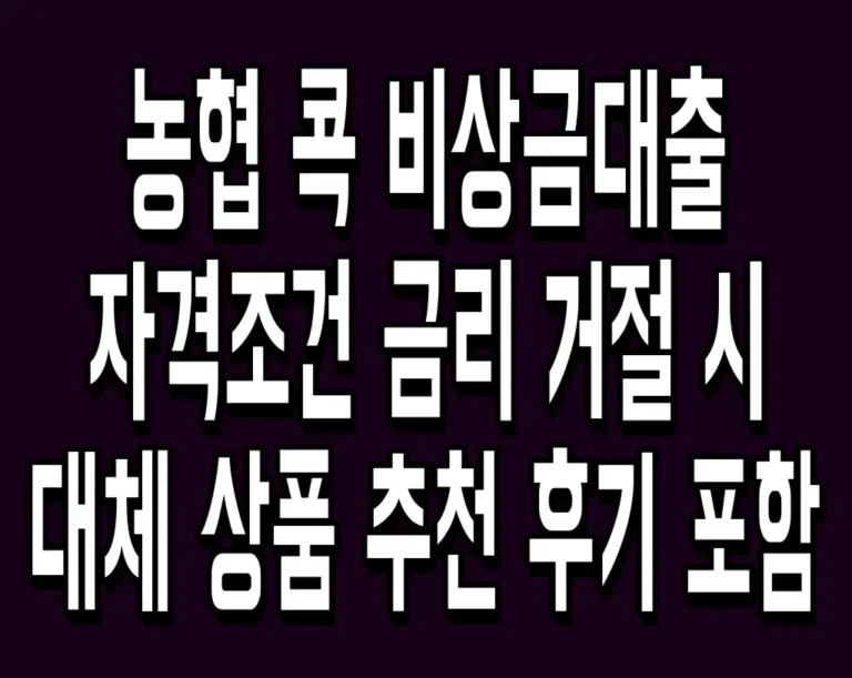 농협 콕 비상금대출 자격조건 금리 거절 시 대체 상품 추천 후기 포함
