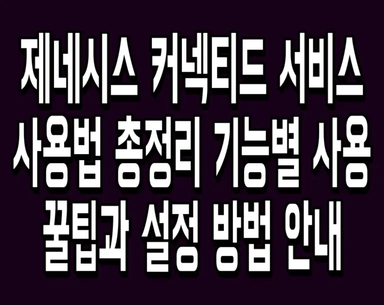 제네시스 커넥티드 서비스 사용법 총정리 기능별 사용 꿀팁과 설정 방법 안내