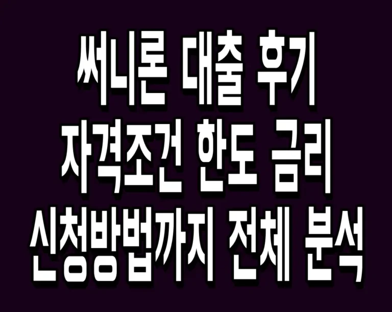 써니론 대출 후기 자격조건 한도 금리 신청방법까지 전체 분석