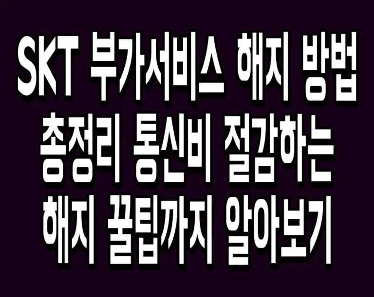 SKT 부가서비스 해지 방법 총정리 통신비 절감하는 해지 꿀팁까지 알아보기