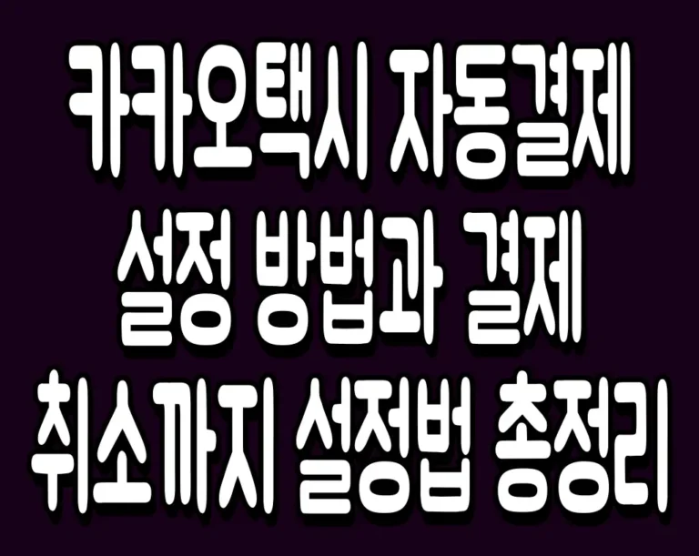 카카오택시 자동결제 설정 방법과 결제 취소까지 설정법 총정리