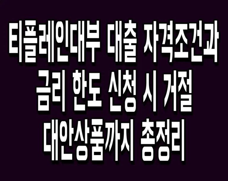 티플레인대부 대출 자격조건과 금리 한도 신청 시 거절 대안상품까지 총정리