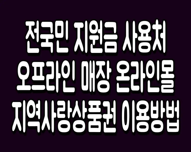 전국민 지원금 사용처 오프라인 매장 온라인몰 지역사랑상품권 이용방법