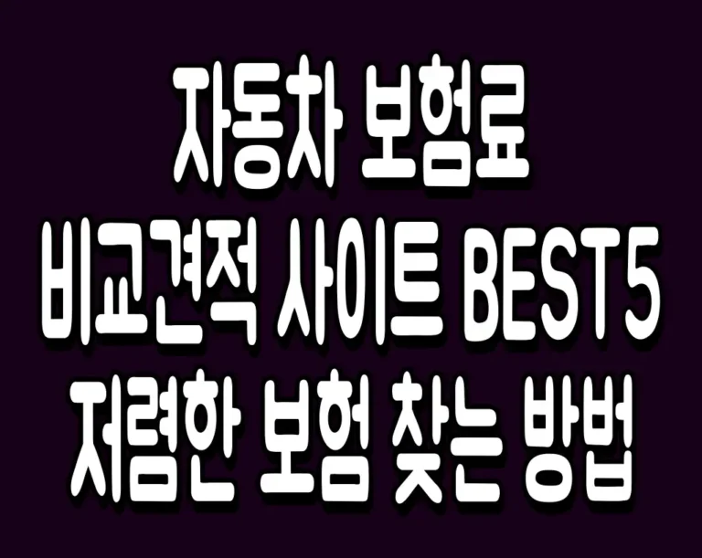 자동차 보험료 비교견적 사이트 BEST5 저렴한 보험 찾는 방법