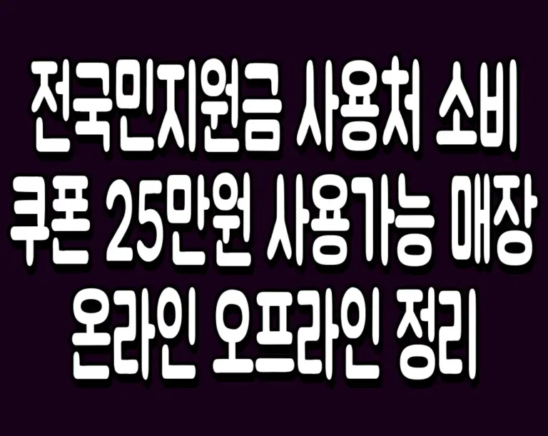 전국민지원금 사용처 소비쿠폰 25만원 사용가능 매장 온라인 오프라인 정리