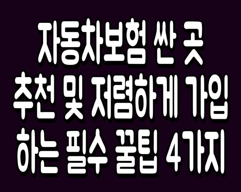 자동차보험 싼 곳 추천 및 저렴하게 가입하는 필수 꿀팁 4가지