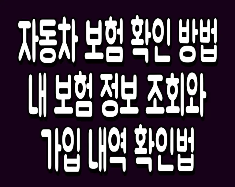 자동차 보험 확인 방법 내 보험 정보 조회와 가입 내역 확인법