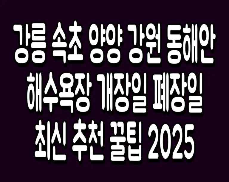 강릉 속초 양양 강원 동해안 해수욕장 개장일 폐장일 최신 추천 꿀팁 2025