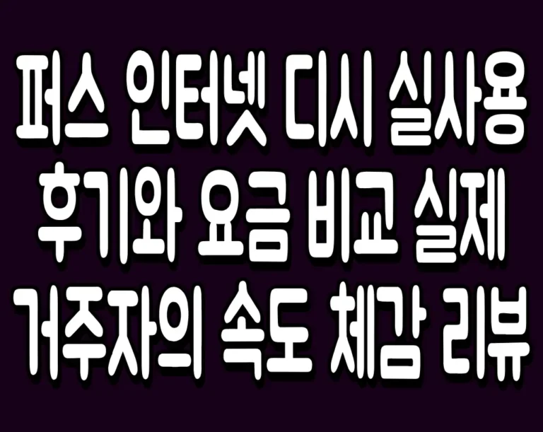 퍼스 인터넷 디시 실사용 후기와 요금 비교 실제 거주자의 속도 체감 리뷰