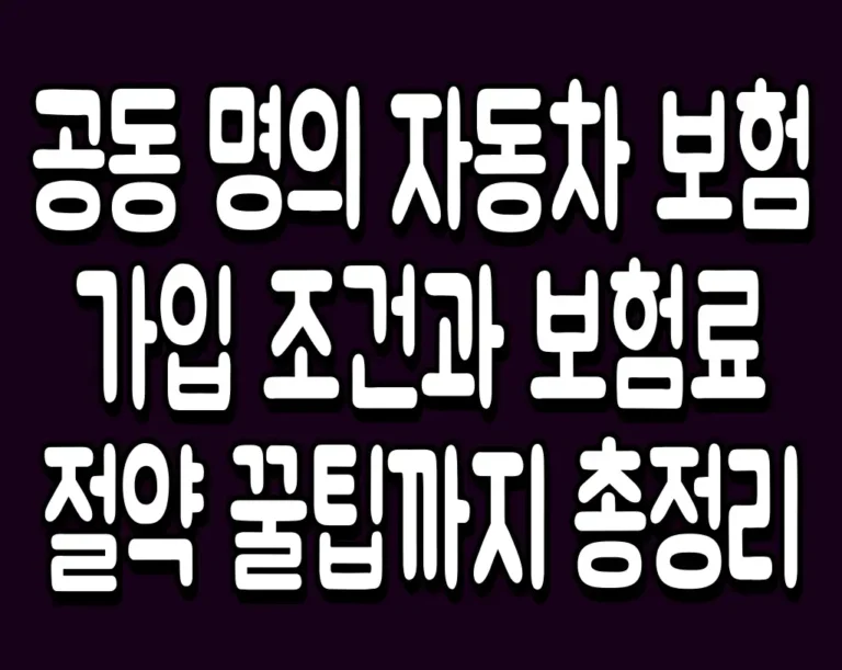 공동 명의 자동차 보험 가입 조건과 보험료 절약 꿀팁까지 총정리