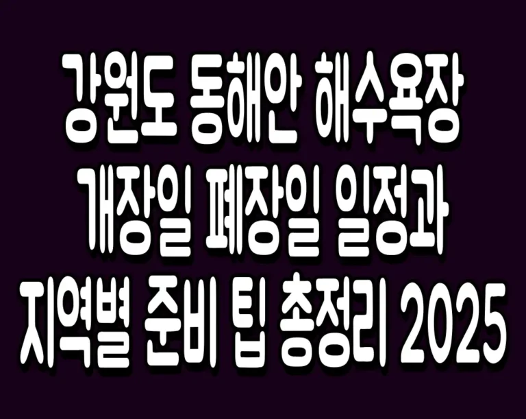 강원도 동해안 해수욕장 개장일 폐장일 일정과 지역별 준비 팁 총정리 2025