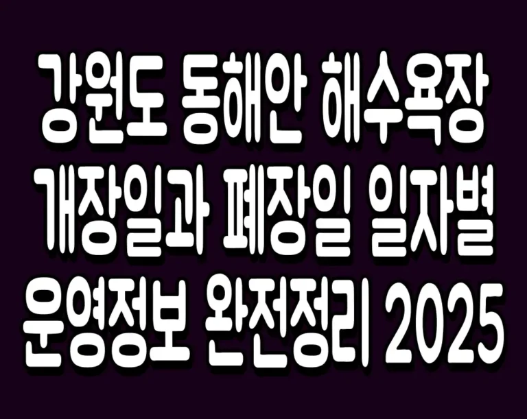 강원도 동해안 해수욕장 개장일과 폐장일 일자별 운영정보 완전정리 2025