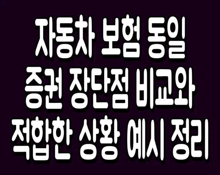 자동차 보험 동일 증권 장단점 비교와 적합한 상황 예시 정리