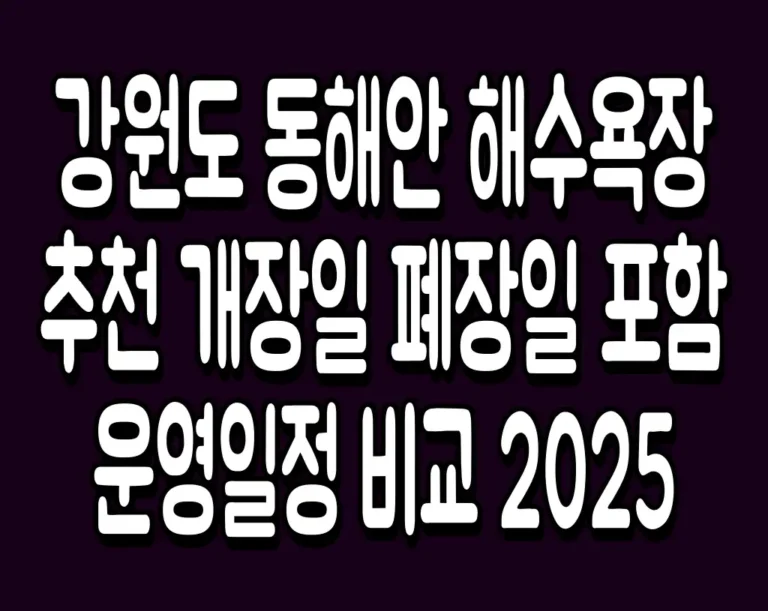 강원도 동해안 해수욕장 추천 개장일 폐장일 포함 운영일정 비교 2025