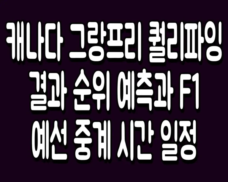 캐나다 그랑프리 퀄리파잉 결과 순위 예측과 F1 예선 중계 시간 일정