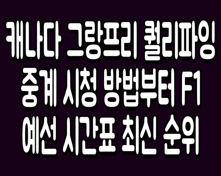 캐나다 그랑프리 퀄리파잉 중계 시청 방법부터 F1 예선 시간표 최신 순위