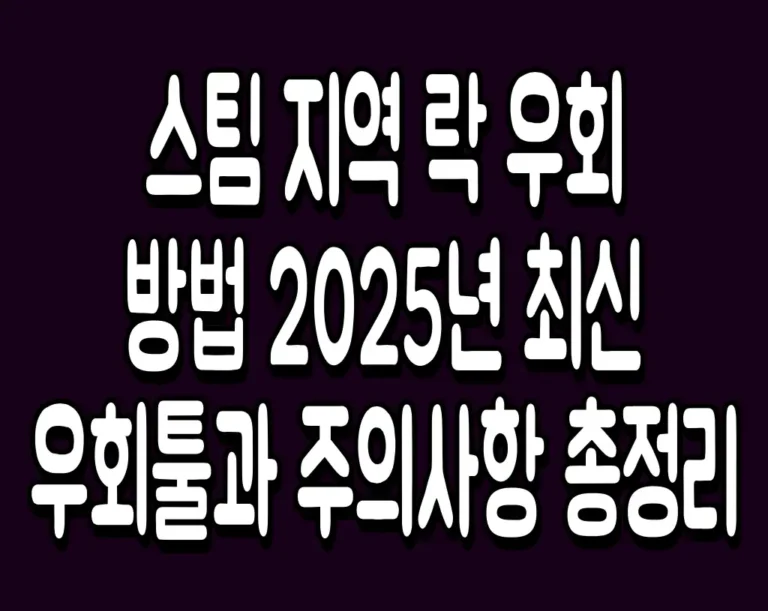스팀 지역 락 우회 방법 2025년 최신 우회툴과 주의사항 총정리