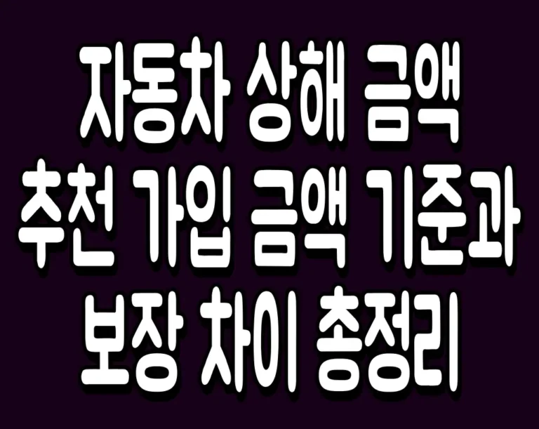 자동차 상해 금액 추천 가입 금액 기준과 보장 차이 총정리