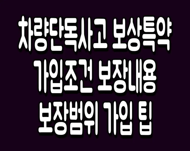 차량단독사고 보상특약 가입조건 보장내용 보장범위 가입 팁