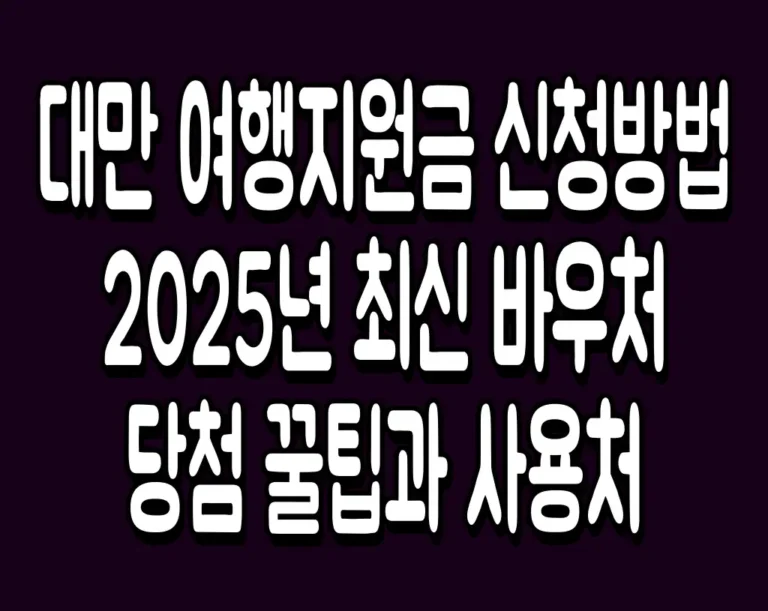 대만 여행지원금 신청방법 2025년 최신 바우처 당첨 꿀팁과 사용처