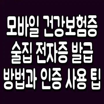 모바일 건강보험증 술집 전자증 발급 방법과 인증 사용 팁