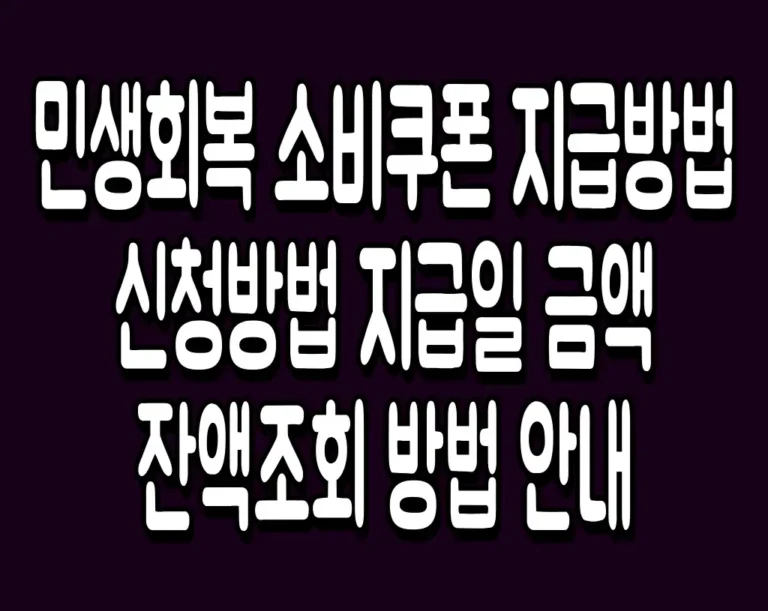 민생회복 소비쿠폰 지급방법 신청방법 지급일 금액 잔액조회 방법 안내