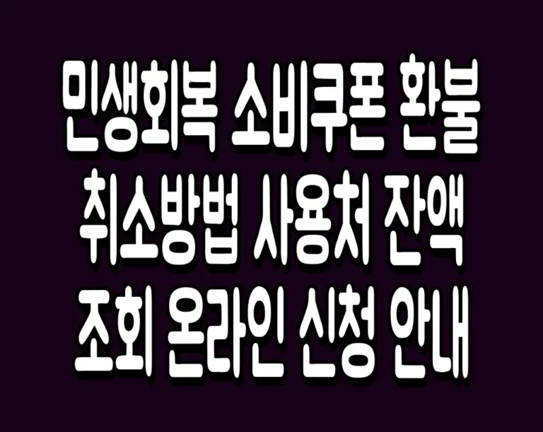 민생회복 소비쿠폰 환불 취소방법 사용처 잔액조회 온라인 신청 안내