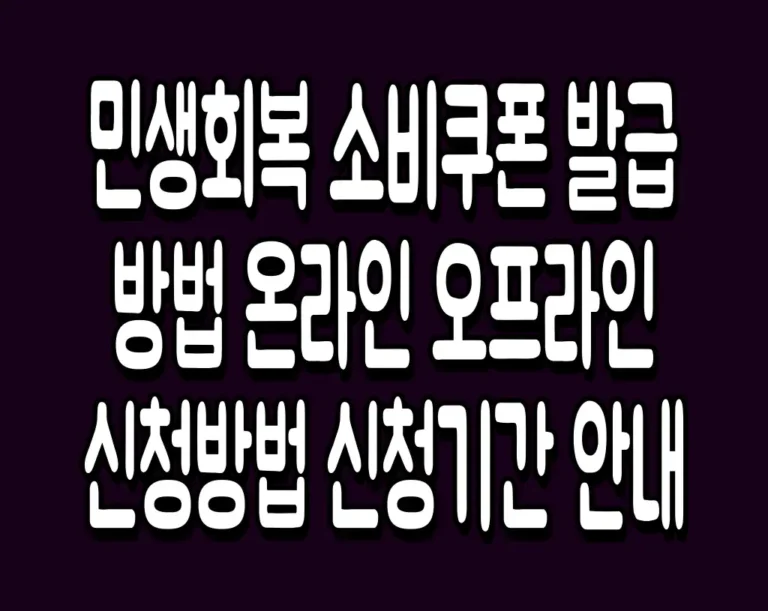 민생회복 소비쿠폰 발급 방법 온라인 오프라인 신청방법 신청기간 안내
