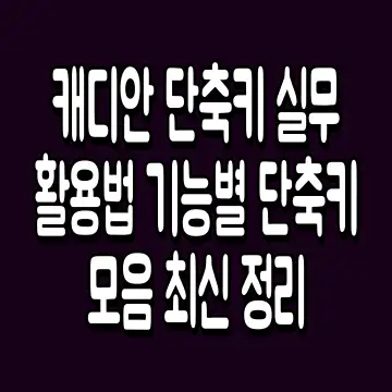 캐디안 단축키 실무 활용법 기능별 단축키 모음 최신 정리