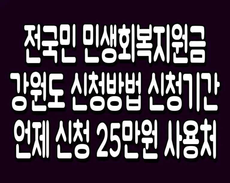 전국민 민생회복지원금 강원도 신청방법 신청기간 언제 신청 25만원 사용처