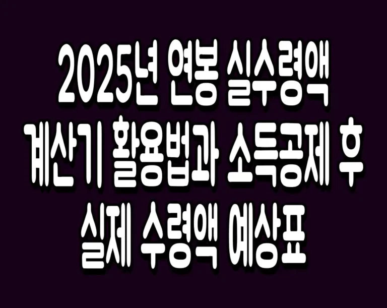 2025년 연봉 실수령액 계산기 활용법과 소득공제 후 실제 수령액 예상표