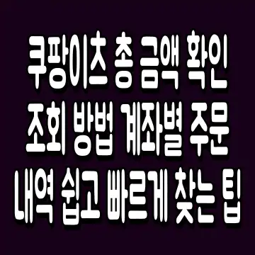 쿠팡이츠 총 금액 확인 조회 방법 계좌별 주문내역 쉽고 빠르게 찾는 팁