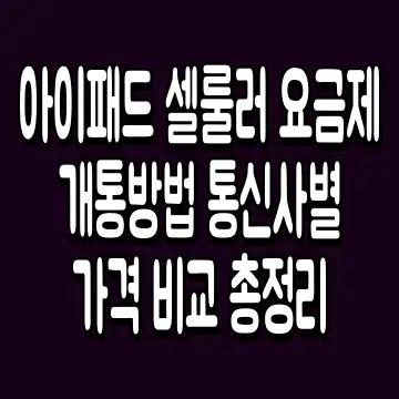 아이패드 셀룰러 요금제 개통방법 통신사별 가격 비교 총정리