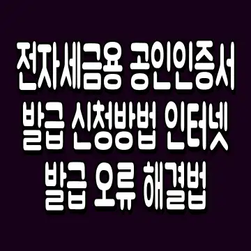 전자세금용 공인인증서 발급 신청방법 인터넷 발급 오류 해결법