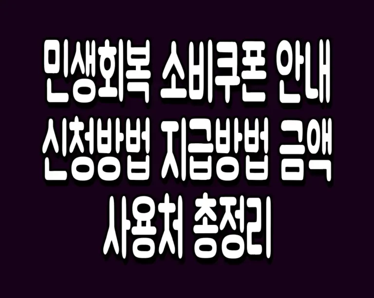 민생회복 소비쿠폰 안내 신청방법 지급방법 금액 사용처 총정리
