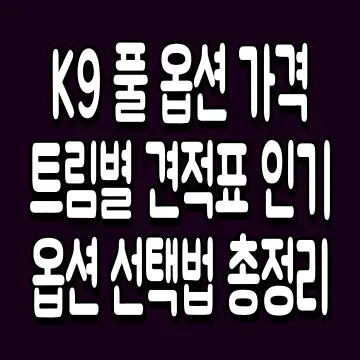 K9 풀 옵션 가격 트림별 견적표 인기 옵션 선택법 총정리