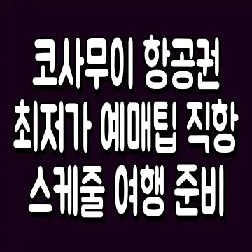 코사무이 항공권 최저가 예매팁 직항 스케줄 여행 준비