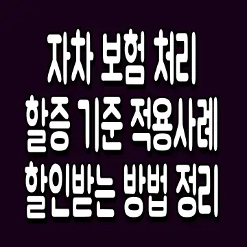 자차 보험 처리 할증 기준 적용사례 할인받는 방법 정리