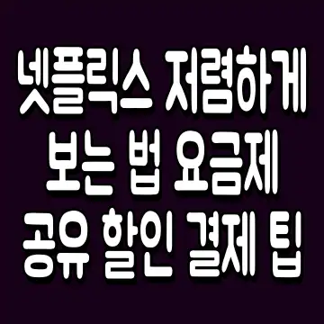 넷플릭스 저렴하게 보는 법 요금제 공유 할인 결제 팁