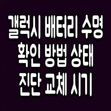 갤럭시 배터리 수명 확인 방법 상태 진단 교체 시기