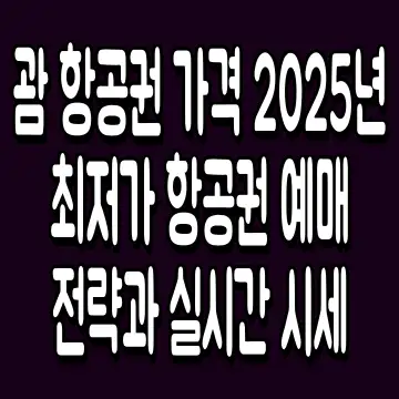 괌 항공권 가격 2025년 최저가 항공권 예매 전략과 실시간 시세